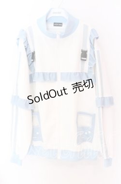 画像1: ACDC RAG / GAME OVERフリルジャケット  ホワイト×サックス O-25-10-29-098-PU-JA-IG-OS