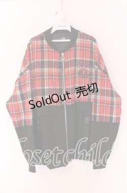 画像1: NieR Clothing / ANGEL WING RED CHECKERED ZIP OUTER アウター  レッド×ブラック O-25-10-29-099-PU-JA-IG-OS