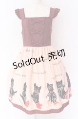 Innocent World / 長靴をはいた猫ハイウエストジャンパースカート M ワイン O-25-10-29-103-IW-OP-OW-OS