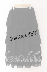MARBLE / 5段フリルロングボリュームスカート  ブラック O-25-10-29-114-GO-SK-IG-OS