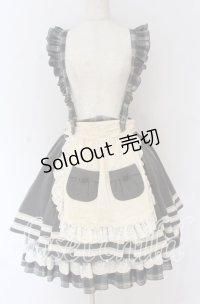 Hoshibako Works / ベアーズベーカリー エプロン&サスペンダー付きスカート(ショート丈）  グレー O-25-10-29-118-LO-SK-OW-OS