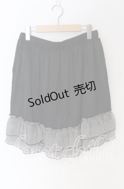 画像1: MARBLE / チェックフリルペチスカート M〜3L ブラック O-25-10-29-119-GO-SK-OW-OS