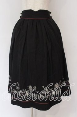 画像1: axes femme / リボン付猫刺繍スカート F クロ O-25-10-29-121-AX-SK-OW-OS