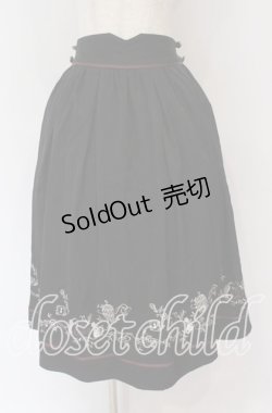 画像1: axes femme / リボン付猫刺繍スカート F クロ O-25-10-29-121-AX-SK-OW-OS