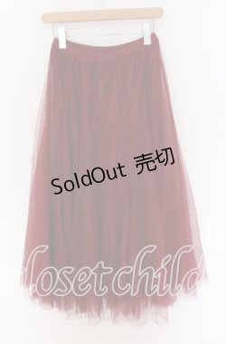 画像2: axes femme / ロングチュールスカート  ワイン O-25-10-29-125-AX-SK-IG-OS