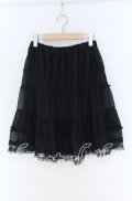 axes femme / ドットチュール切り替えシフォンスカート  クロ O-25-10-29-127-AX-SK-IG-OS
