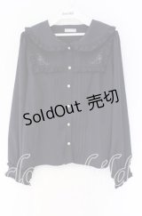 axes femme POETIQUE / バブーシュカ付ウサギ刺繍ブラウス M ネイビー O-25-10-29-014-AX-BL-OW-OS