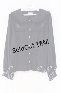 axes femme POETIQUE / バブーシュカ付ウサギ刺繍ブラウス M ネイビー O-25-10-29-014-AX-BL-OW-OS