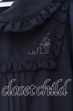 画像2: axes femme POETIQUE / バブーシュカ付ウサギ刺繍ブラウス M ネイビー O-25-10-29-014-AX-BL-OW-OS