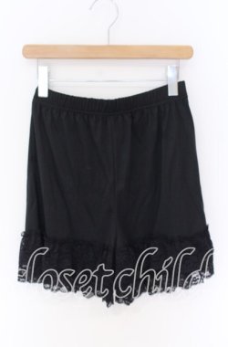 画像1: axes femme / 裾レースデザインペチパンツ F クロ O-25-10-29-133-AX-PA-OW-OS