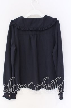 画像3: axes femme POETIQUE / バブーシュカ付ウサギ刺繍ブラウス M ネイビー O-25-10-29-014-AX-BL-OW-OS