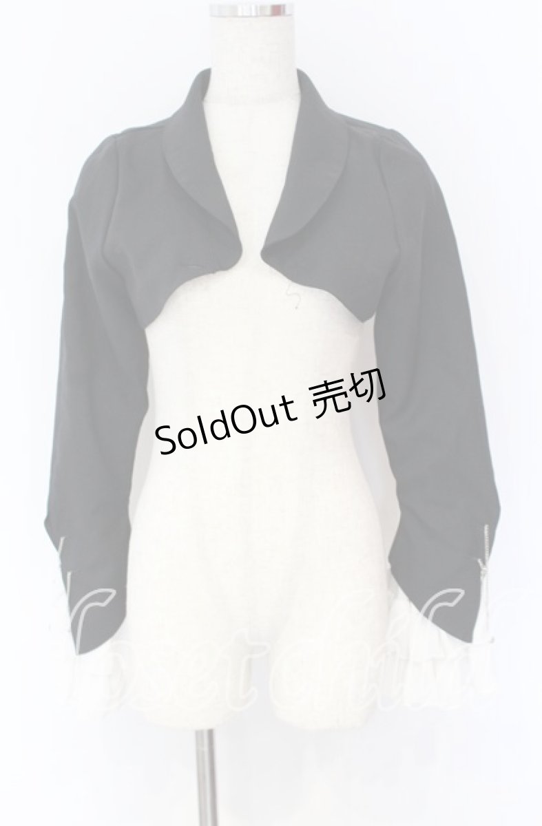 画像1: MARBLE / エンブレムチェーン付き姫袖ショートジャケット  ブラック×ホワイト O-25-10-29-023-GO-JA-IG-OS (1)