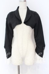 MARBLE / エンブレムチェーン付き姫袖ショートジャケット  ブラック×ホワイト O-25-10-29-023-GO-JA-IG-OS