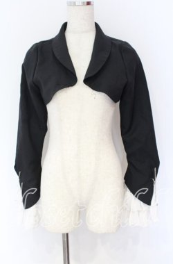 画像1: MARBLE / エンブレムチェーン付き姫袖ショートジャケット  ブラック×ホワイト O-25-10-29-023-GO-JA-IG-OS