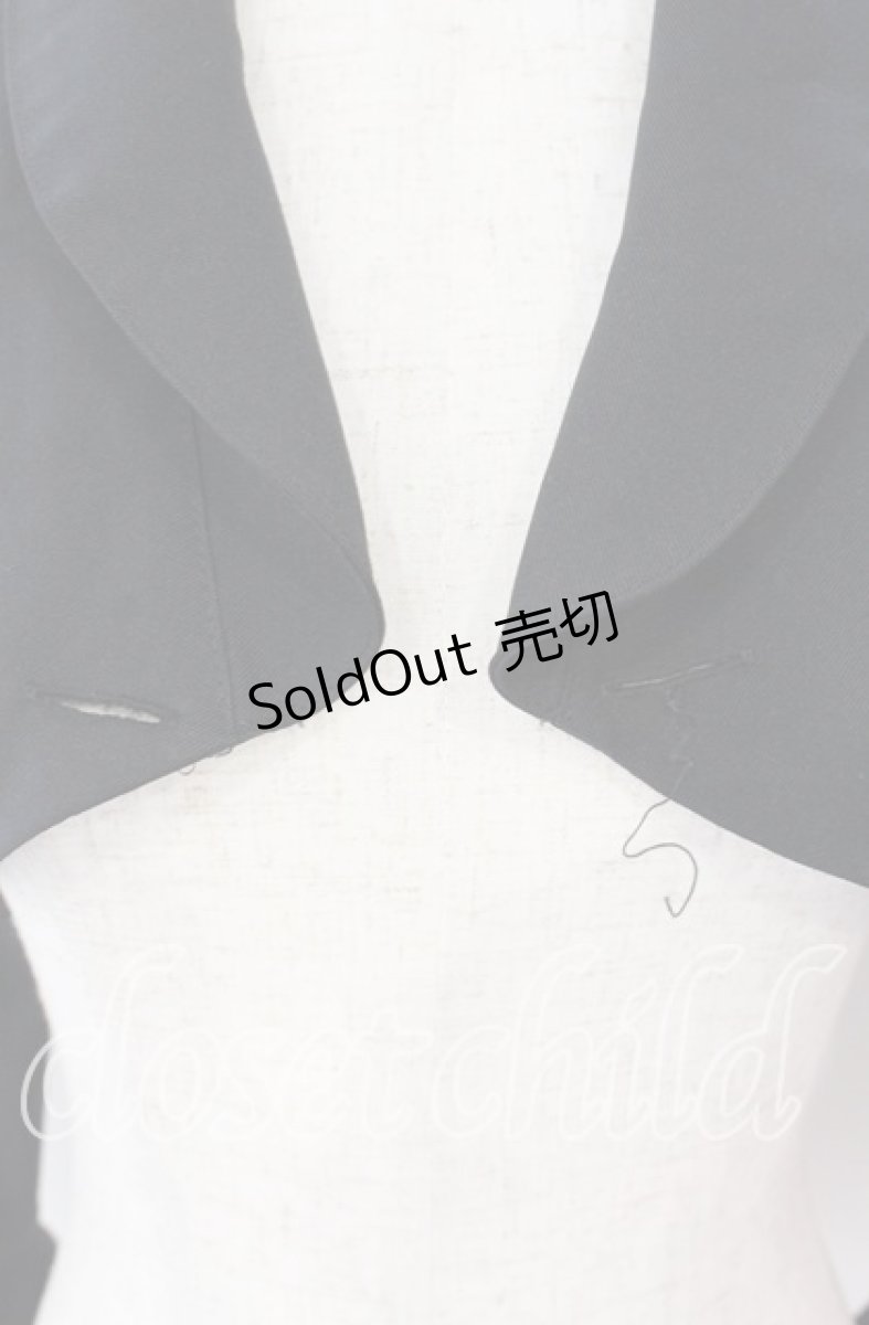 画像2: MARBLE / エンブレムチェーン付き姫袖ショートジャケット  ブラック×ホワイト O-25-10-29-023-GO-JA-IG-OS (2)