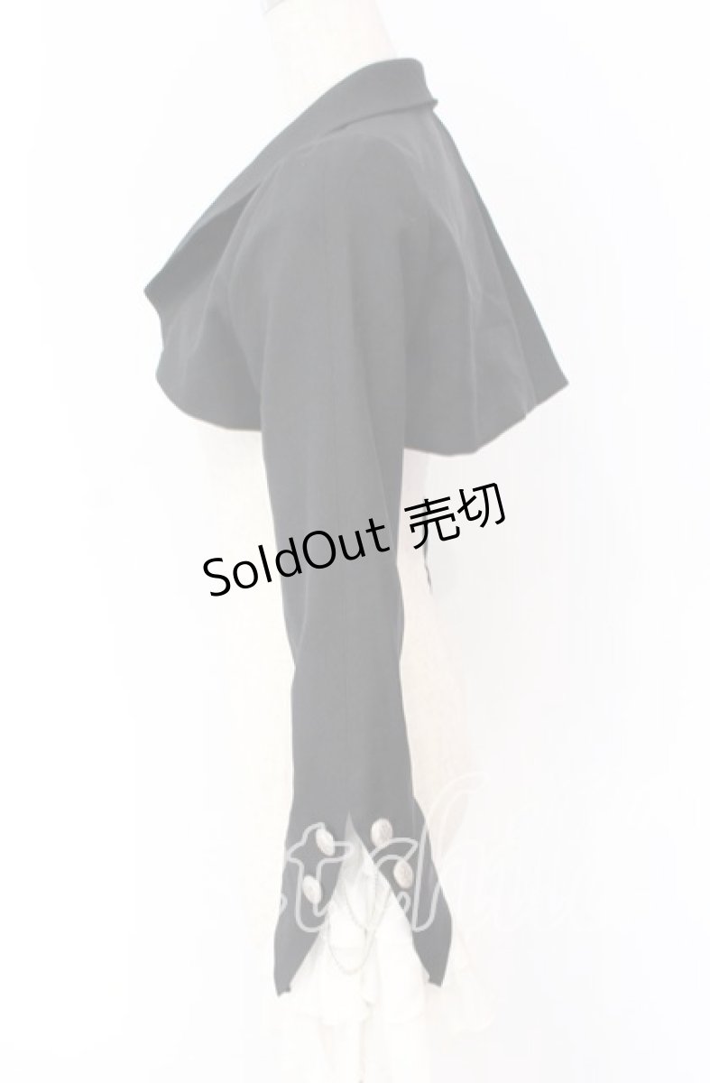 画像4: MARBLE / エンブレムチェーン付き姫袖ショートジャケット  ブラック×ホワイト O-25-10-29-023-GO-JA-IG-OS (4)