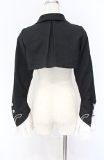 画像5: MARBLE / エンブレムチェーン付き姫袖ショートジャケット  ブラック×ホワイト O-25-10-29-023-GO-JA-IG-OS (5)