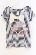 LIZ LISA / ボーダーリボンTシャツ  ネイビー×シロ O-25-10-29-026-LO-TO-IG-OS