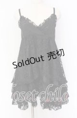 H jelly / プリントフリルレースベビードール  ブラック×レッド O-25-10-29-005-HN-OP-IG-OS