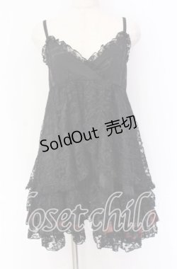 画像1: H jelly / プリントフリルレースベビードール  ブラック×レッド O-25-10-29-005-HN-OP-IG-OS