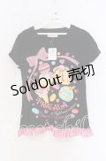 TRALALA / スウィーツプリントTシャツ  クロ O-25-10-29-029-LO-TO-IG-OS