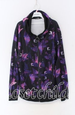 画像1: NieR Clothing / 和柄ZIP PARKA【折鶴】 パーカー  ブラック×パープル O-25-10-29-030-PU-TO-IG-OS