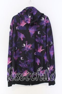 画像2: NieR Clothing / 和柄ZIP PARKA【折鶴】 パーカー  ブラック×パープル O-25-10-29-030-PU-TO-IG-OS