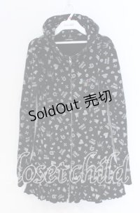 PEACE NOW / アイコン総柄ジップパーカー M ブラック O-25-10-29-031-PU-TO-IG-ZT407