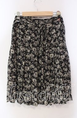 画像3: PINK HOUSE / 花柄プリーツ巻きスカート  クロ O-25-10-30-028-LO-SK-OW-OS