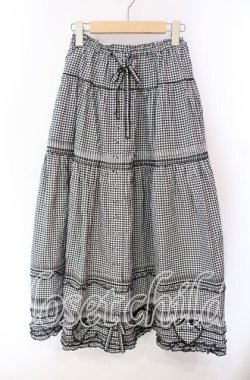 画像1: PINK HOUSE / ハートワッペン付きギンガムスカート  クロ O-25-10-30-032-LO-SK-OW-OS