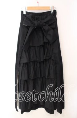 画像2: BPN / フェイクレイヤードティアードロングスカート M ブラック×ホワイト O-25-10-30-034-GO-SK-OW-OS