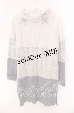 画像1: axes femme / 編上グラデーションニットワンピース M グレー O-25-10-30-044-AX-OP-OW-OS