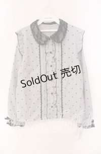 DearMyLove / レース重ねハートドットフリルブラウス 3L ブルーグレー O-25-10-30-045-EL-BL-OW-OS