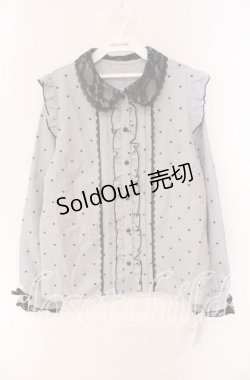 画像1: DearMyLove / レース重ねハートドットフリルブラウス 3L ブルーグレー O-25-10-30-045-EL-BL-OW-OS