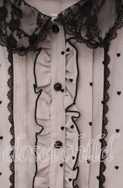 画像2: DearMyLove / レース重ねハートドットフリルブラウス 3L ブルーグレー O-25-10-30-045-EL-BL-OW-OS