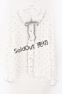 画像1: DearMyLove / 丸襟フリルボウタイセットブラウス 3L シロ×クロ O-25-10-30-046-EL-BL-OW-OS
