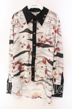 画像1: ALICE and the PIRATES / Therapy〜君と僕を繋ぐ包帯〜柄シャツ  エンジ O-25-10-30-048-PA-BL-OW-OS