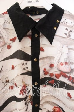 画像2: ALICE and the PIRATES / Therapy〜君と僕を繋ぐ包帯〜柄シャツ  エンジ O-25-10-30-048-PA-BL-OW-OS