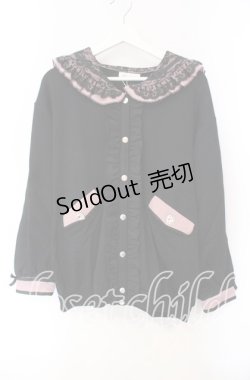 画像1: DearMyLove / セーラー襟レースフリル裏毛ジャケット M〜L クロ×ピンク O-25-10-30-050-EL-JA-OW-ZT065