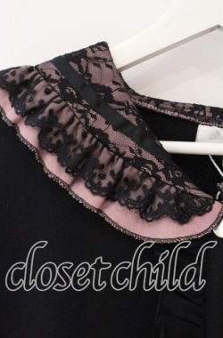 画像2: DearMyLove / セーラー襟レースフリル裏毛ジャケット M〜L クロ×ピンク O-25-10-30-050-EL-JA-OW-OS