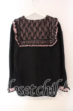 画像4: DearMyLove / セーラー襟レースフリル裏毛ジャケット M〜L クロ×ピンク O-25-10-30-050-EL-JA-OW-OS