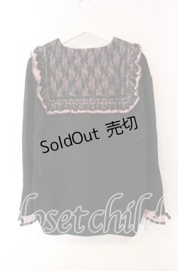 画像4: DearMyLove / セーラー襟レースフリル裏毛ジャケット M〜L クロ×ピンク O-25-10-30-050-EL-JA-OW-ZT065