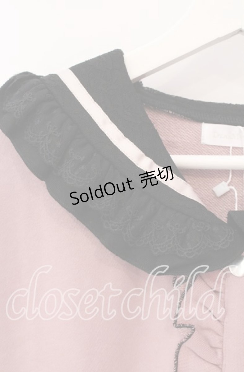 画像2: 【SALE】DearMyLove / セーラー襟レースフリル裏毛ジャケット M〜L ピンク×クロ O-25-10-30-051-EL-JA-OW-ZT462 (2)
