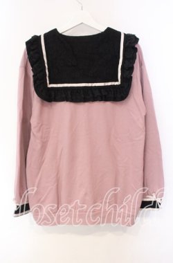 画像4: DearMyLove / セーラー襟レースフリル裏毛ジャケット M〜L ピンク×クロ O-25-10-30-051-EL-JA-OW-OS
