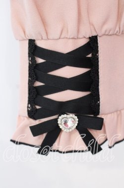 画像3: DearMyLove / レースアップフリル襟ブラウス L ピンク×クロ O-25-10-30-053-EL-BL-OW-OS