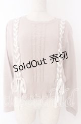 axes femme / レースアップニットプルオーバー F ピンク O-25-10-30-1041-AX-TO-OW-OS