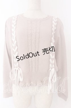 画像1: axes femme / レースアップニットプルオーバー F ピンク O-25-10-30-1041-AX-TO-OW-OS