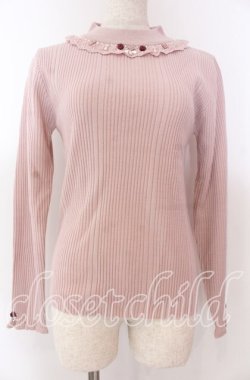 画像1: axes femme / バラボトルネックリブプルオーバー F ピンク O-25-10-30-1045-AX-TO-OW-OS