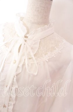 画像2: axes femme / シアーレースヨークブラウス L シロ O-25-10-30-1046-AX-BL-OW-OS