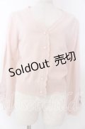 axes femme / サクラ刺繍チュール袖カーディガン F ピンク O-25-10-30-1047-AX-TO-OW-OS